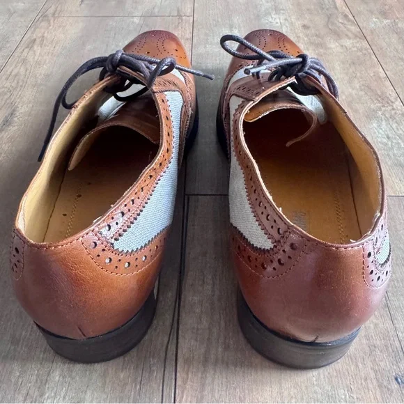 Stacy Adams Harrison Spectator Shoe Cognac Multi Buffalo Leather Size 10.5 - Picture 6 of 7